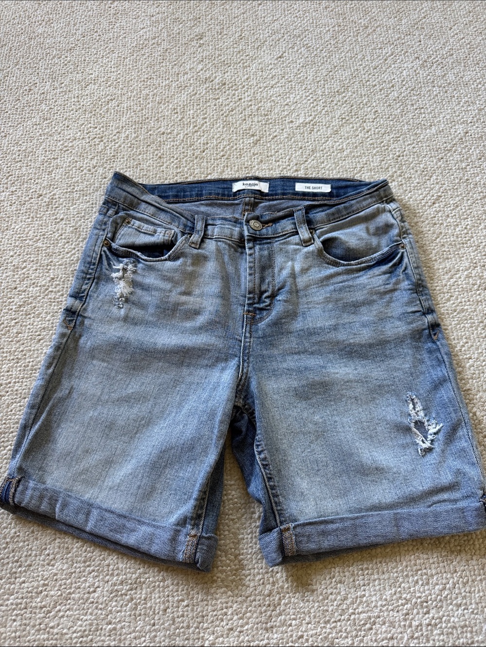 Kensie Women's Distressed Denim Shorts - Light Blue size 4/27